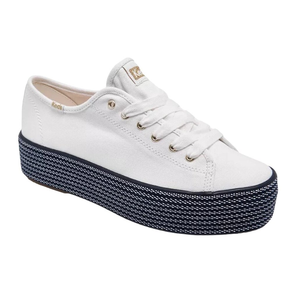 Keds Women's Triple Up Webbing Canvas Sneaker Women's 10 White Navy